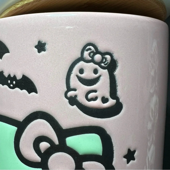 Sanrio Hello Kitty Halloween Pink & Green Frankenstein Ghost Ceramic Canister - Picture 9 of 12